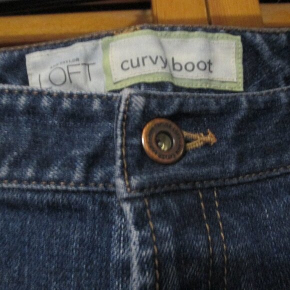 Loft jeans curvy bootcut denim blue jeans with stretch size 14 - Picture 2 of 8
